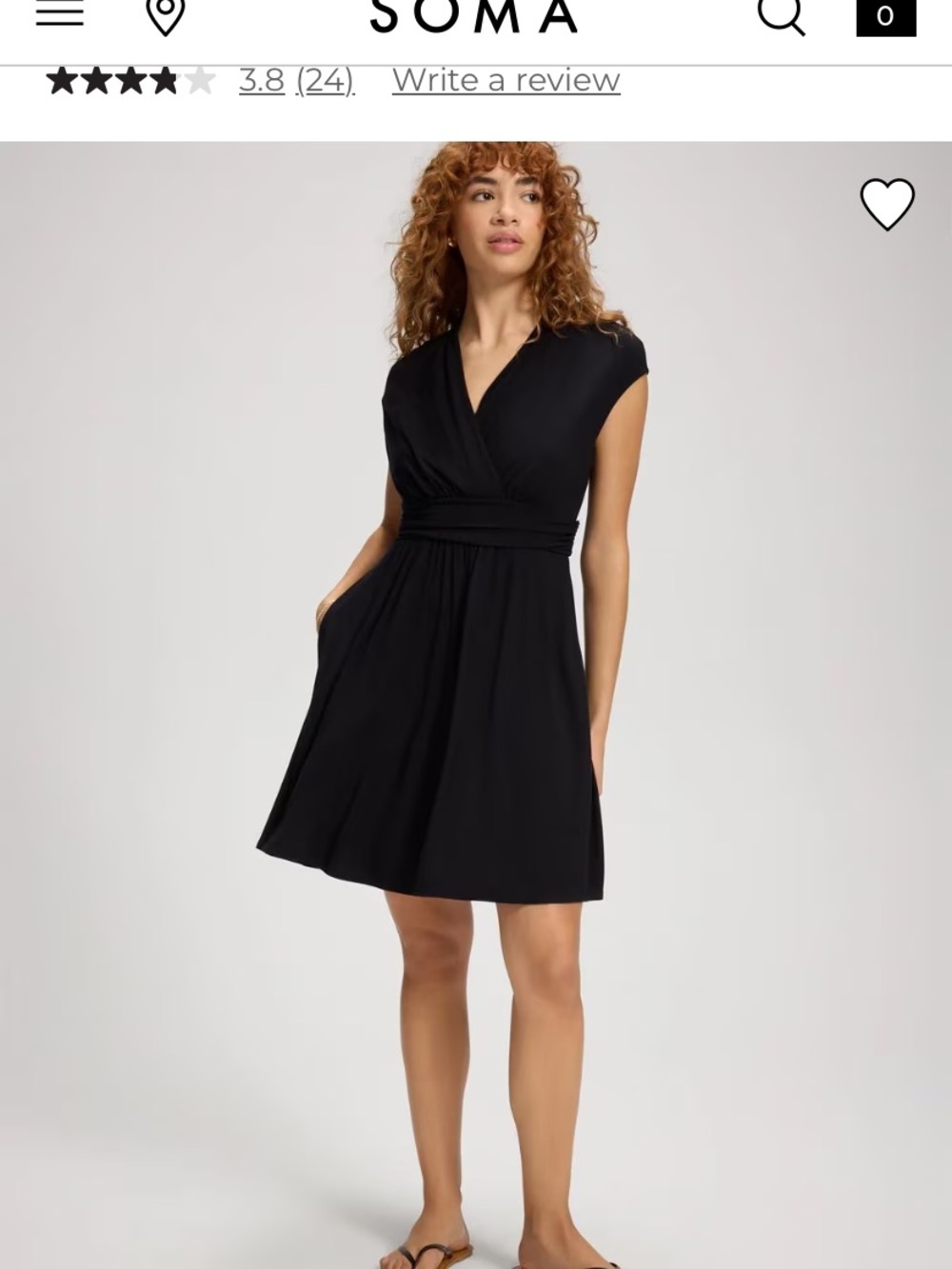 Soma Black Jersey Knit Faux Wrap Dress